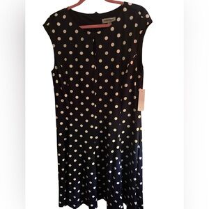 Shelby & Palmer Polka Dot Dress XL Navy White Keyhole NWT